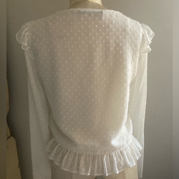 Zara White Ruffle Blouse - Picture 3 of 4